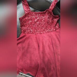 Elegant Burgundy Sequin Kids Dress
